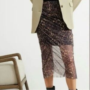 All Saints Leopard Print Skirt - Brown and Black